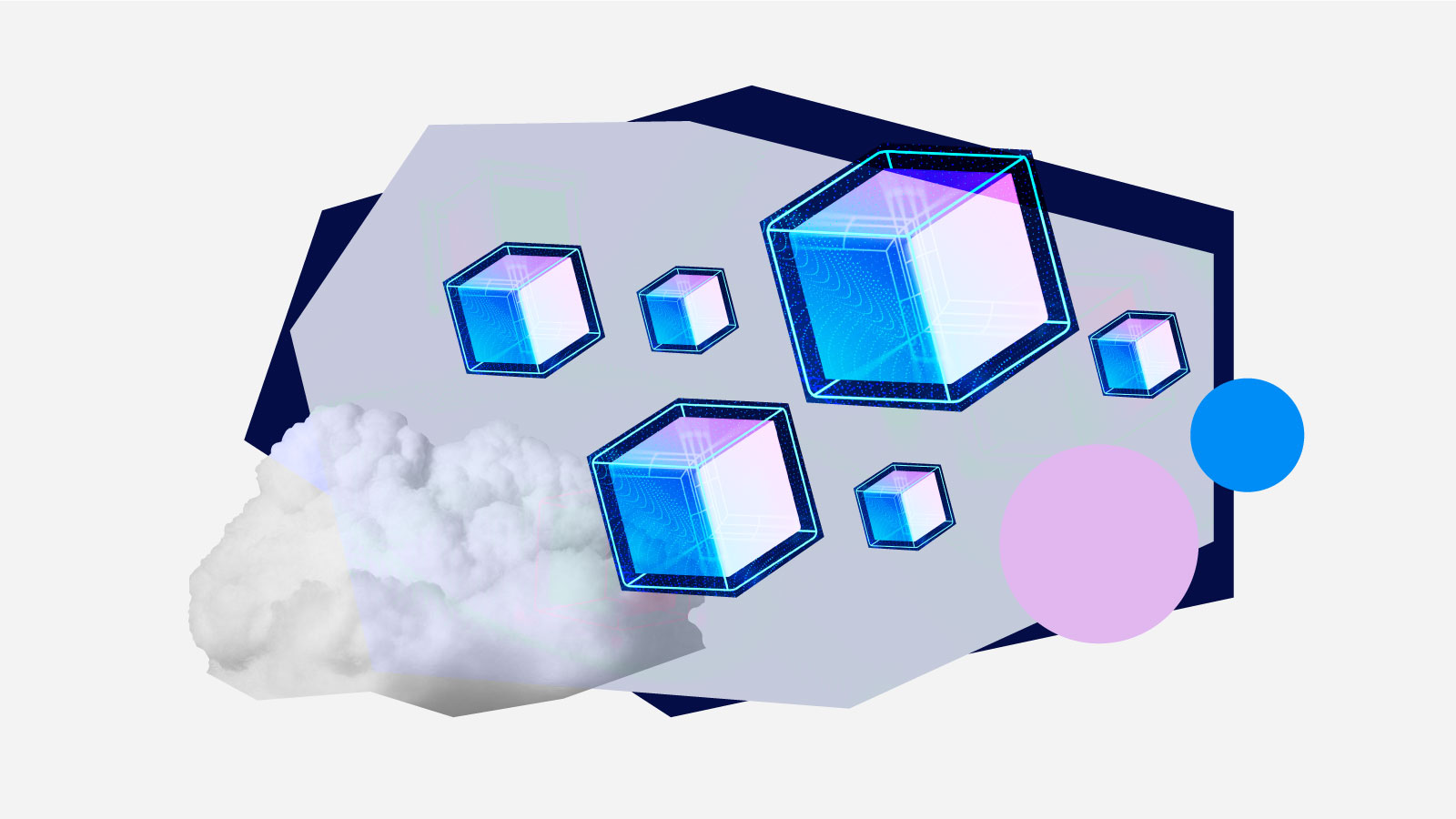 boxes and cloud on geometric pattern